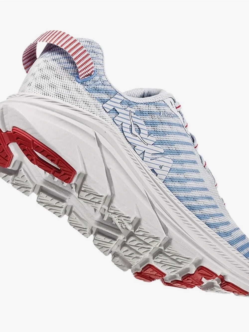 Hoka Women's Light Blue, White and Red Rincon Running Shoe